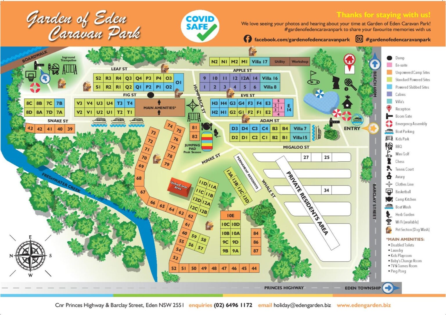 Park Map | Garden Of Eden Caravan Park -Eden Accommodation